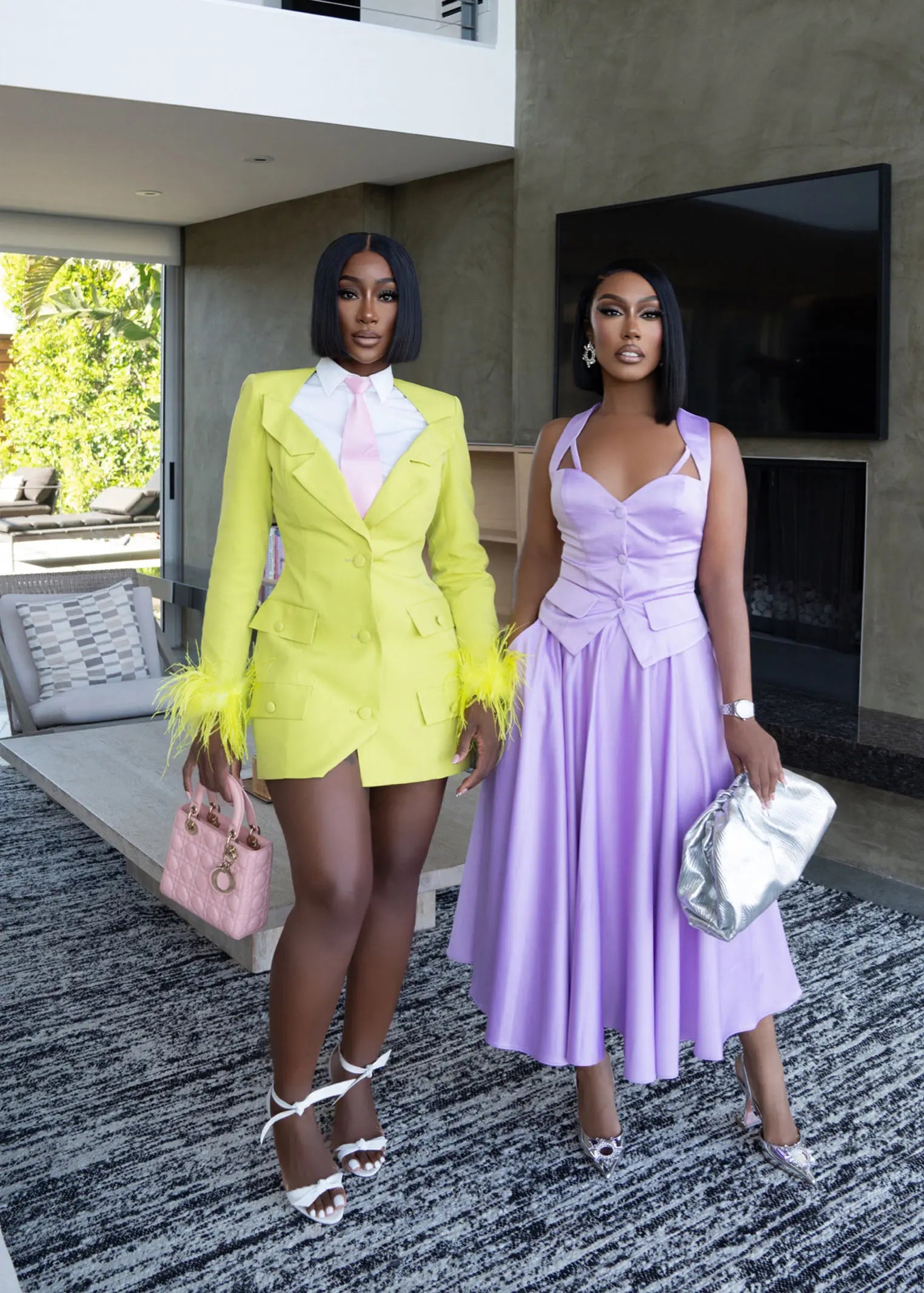 Executive Elegance Lavender Satin Skirt Set Clothing Ellaé Lisqué