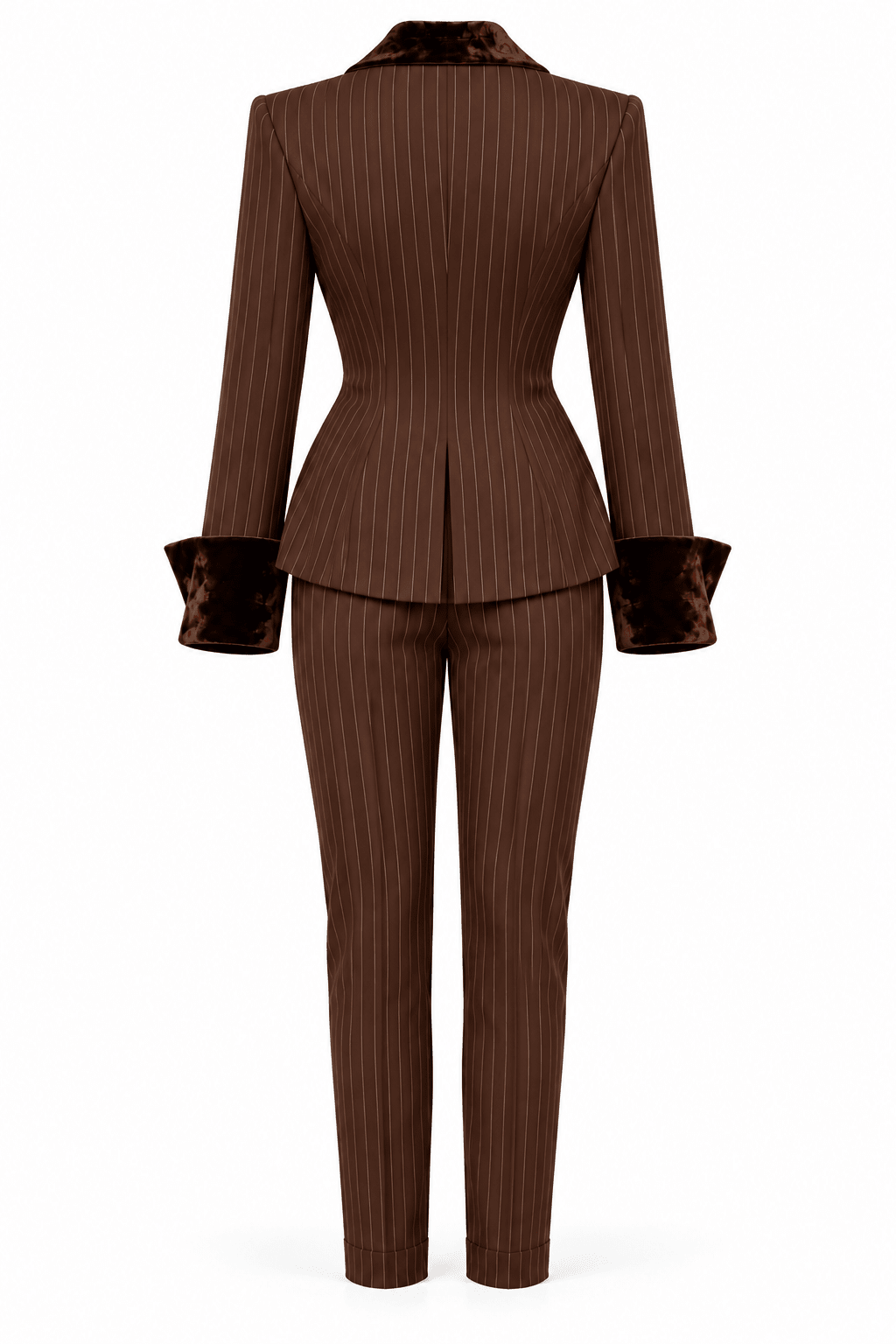 Lira Choco Brown Pinstripe Pants Suit Set - Ellaé Lisqué