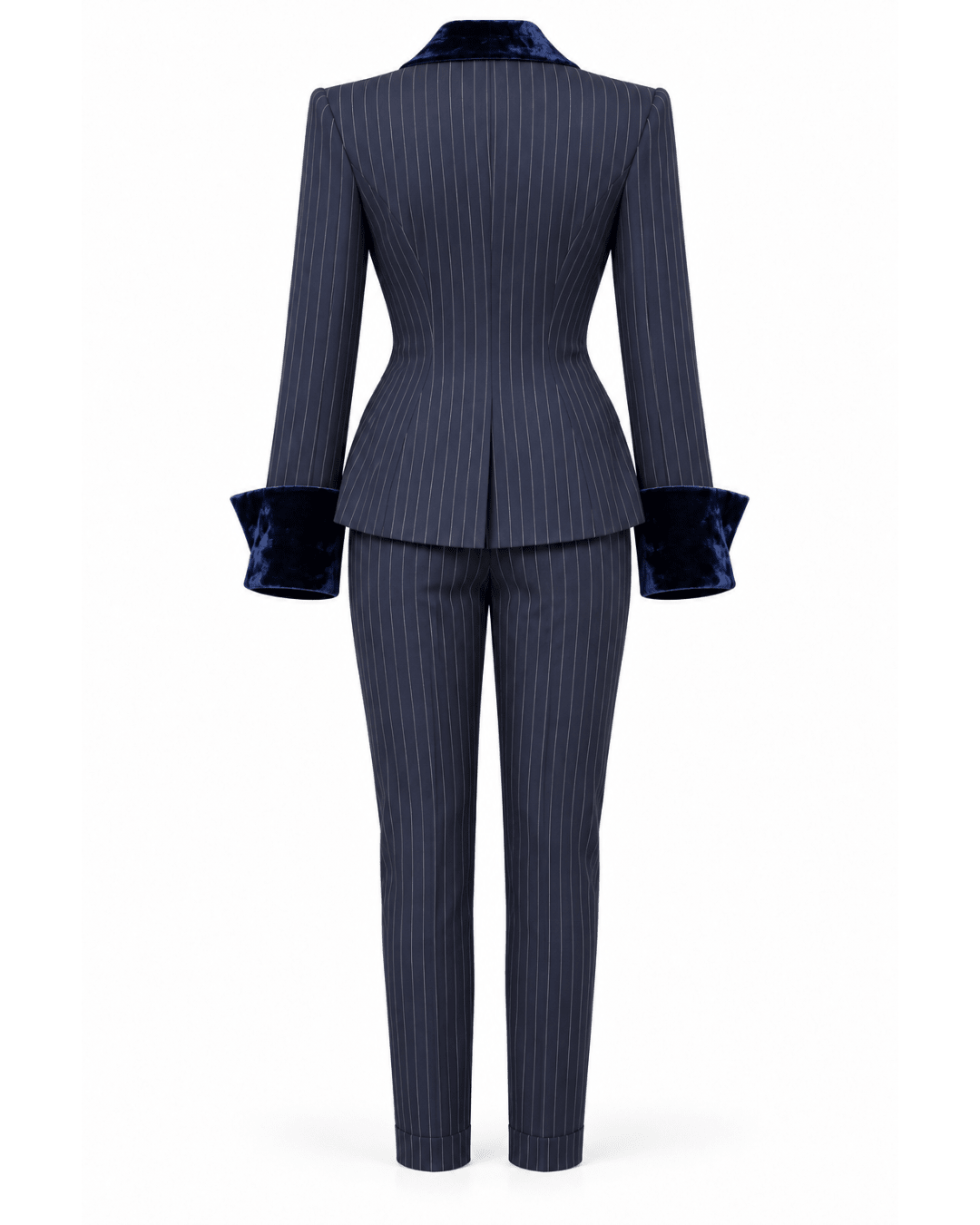 Lira Navy Blue Pinstripe Pants Suit Set - Ellaé Lisqué