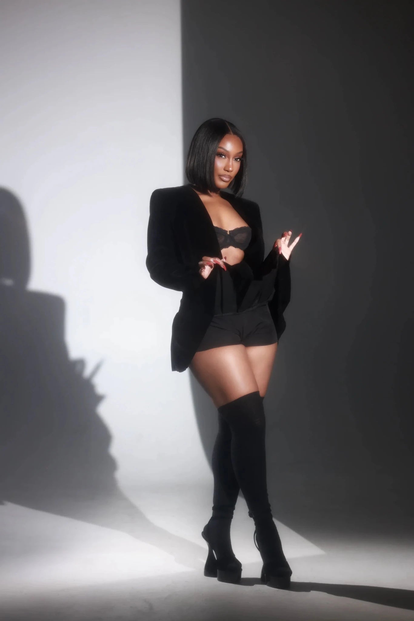 Madison Black Velvet Pleated Skirt Set Clothing Ellaé Lisqué