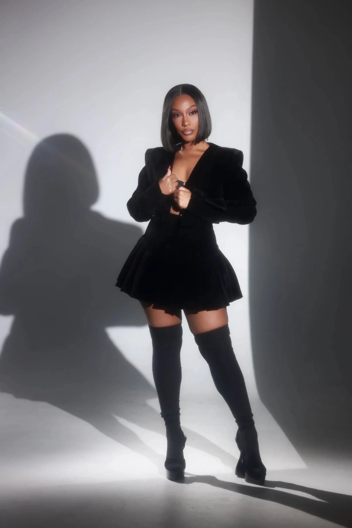 Madison Black Velvet Pleated Skirt Set Clothing Ellaé Lisqué