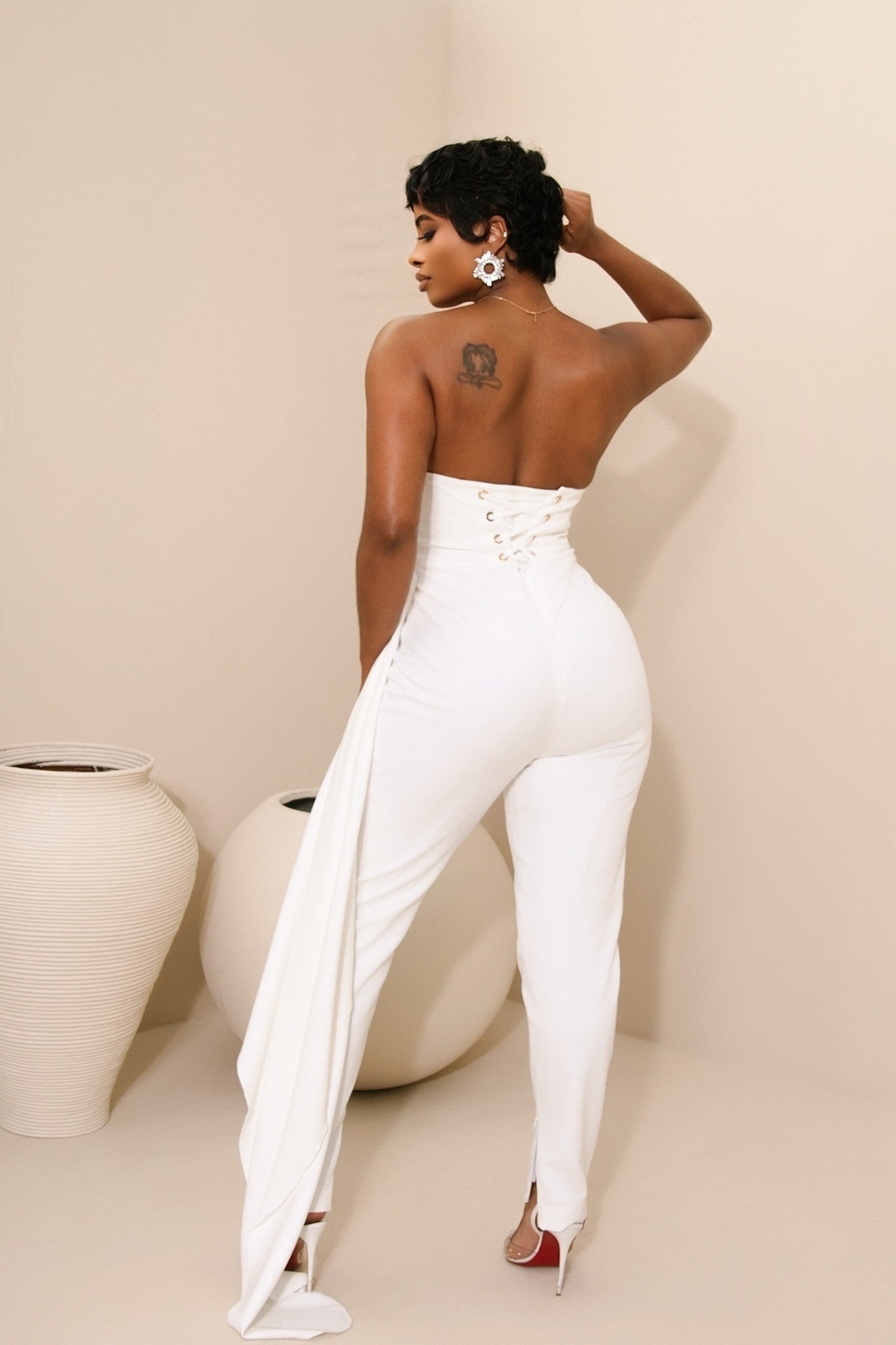 Mara White Strapless Jumpsuit Clothing Ellaé Lisqué