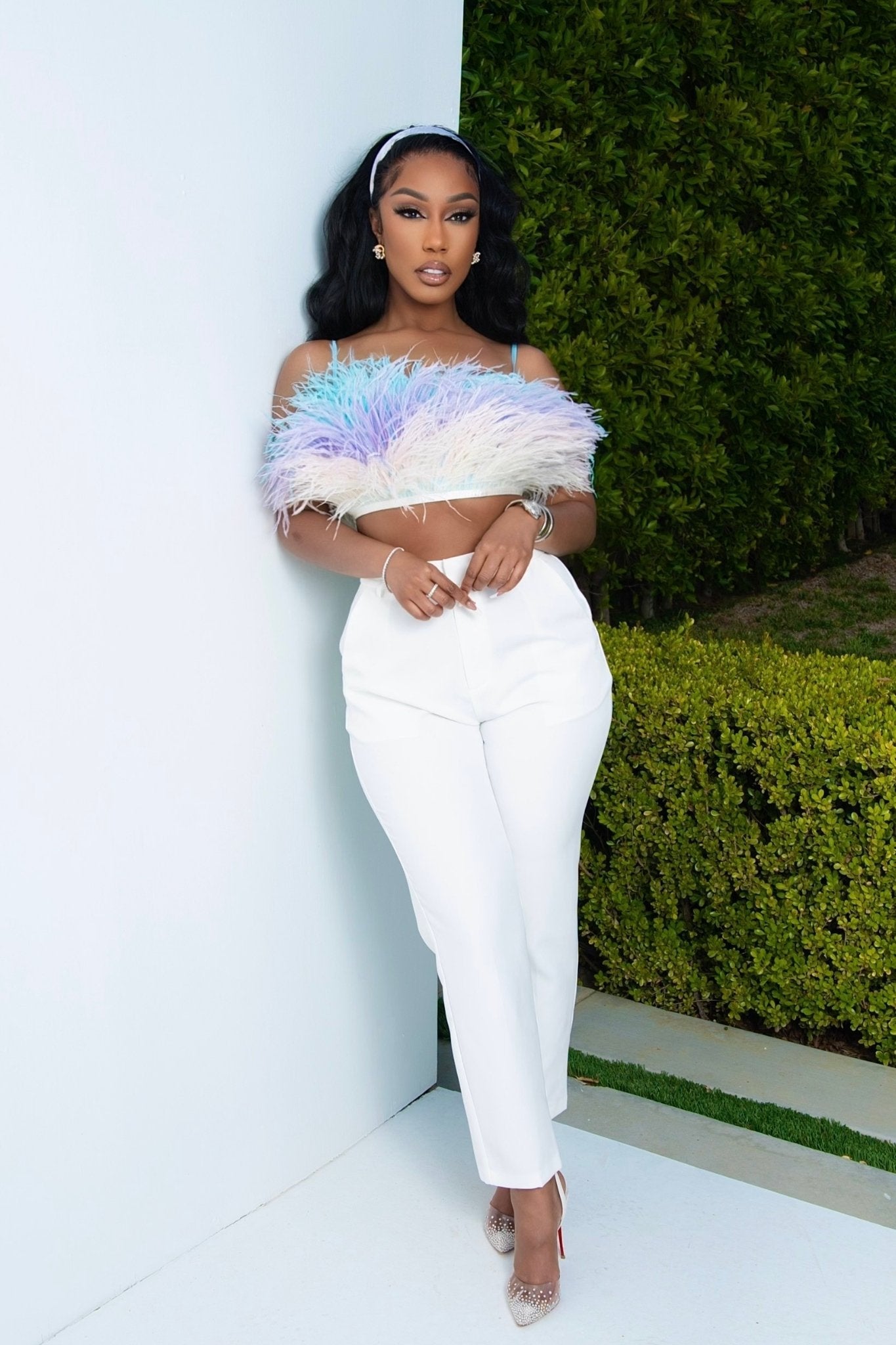 Mila Multi-Color Feather Top Clothing Ellaé Lisqué