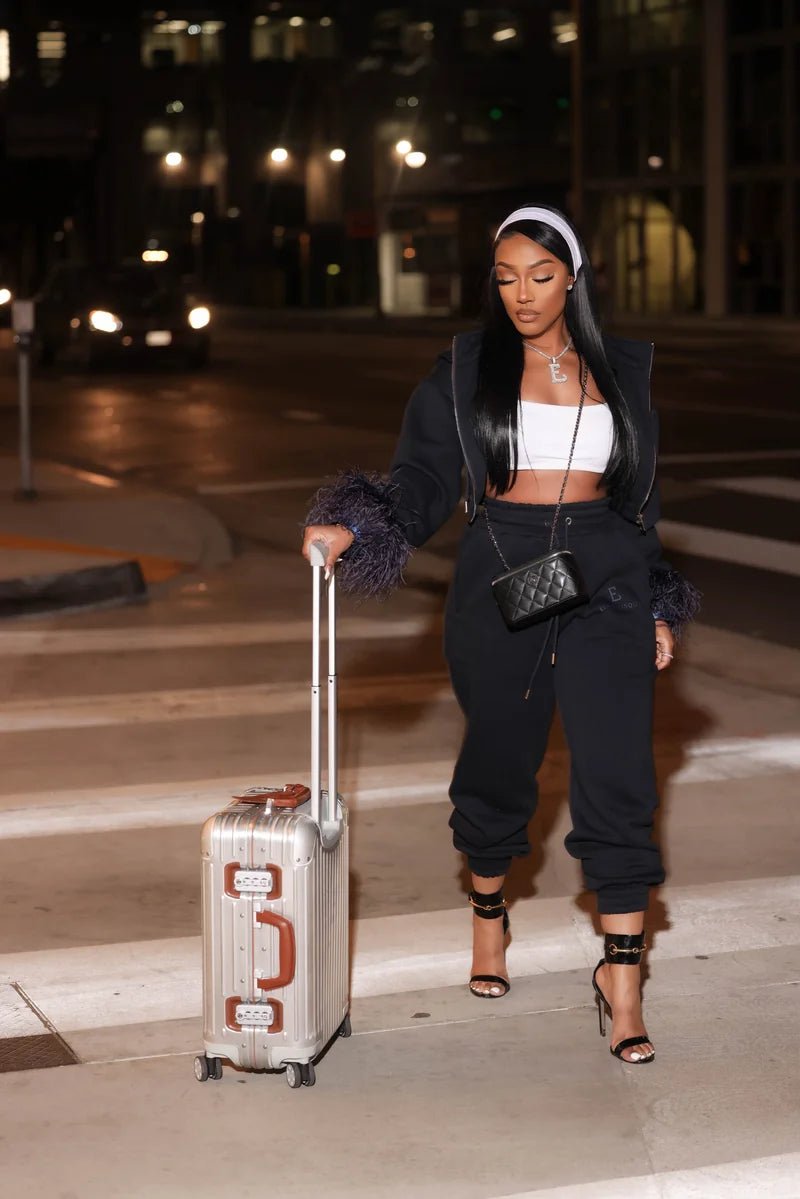 Nisha Black Drawstring Sweatpants - Ellaé Lisqué