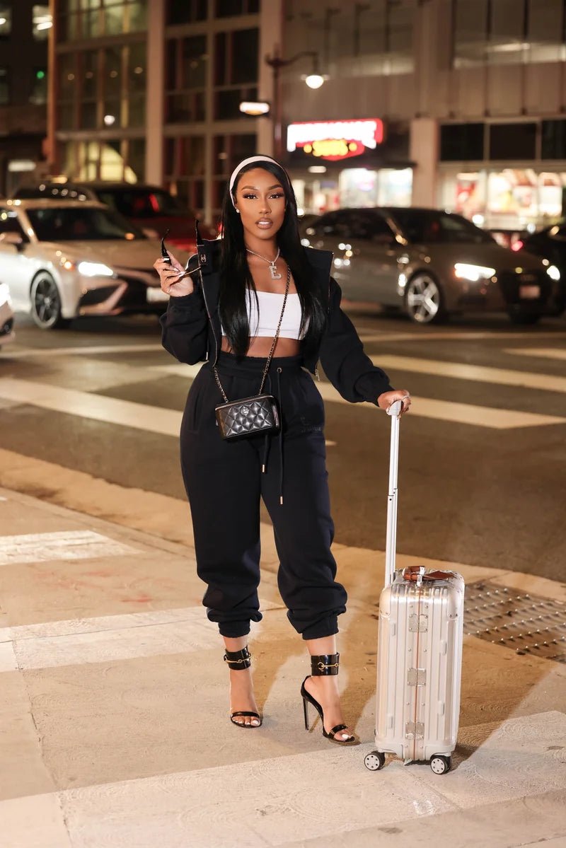 Nisha Black Drawstring Sweatpants - Ellaé Lisqué