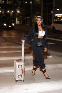 Nisha Black Drawstring Sweatpants - Ellaé Lisqué