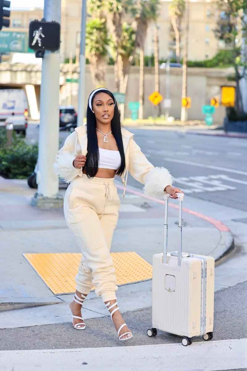 Nisha Nude Drawstring Sweatpants - Ellaé Lisqué