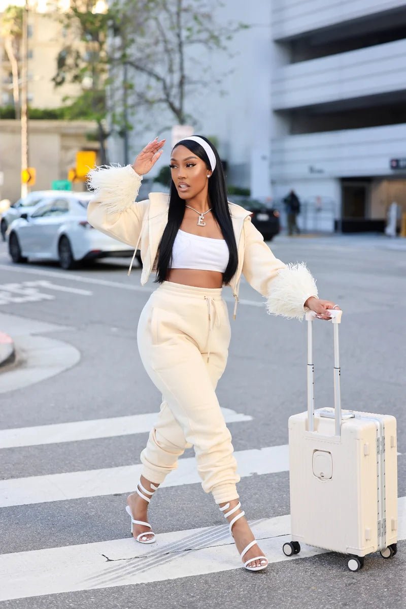 Nisha Nude Drawstring Sweatpants - Ellaé Lisqué