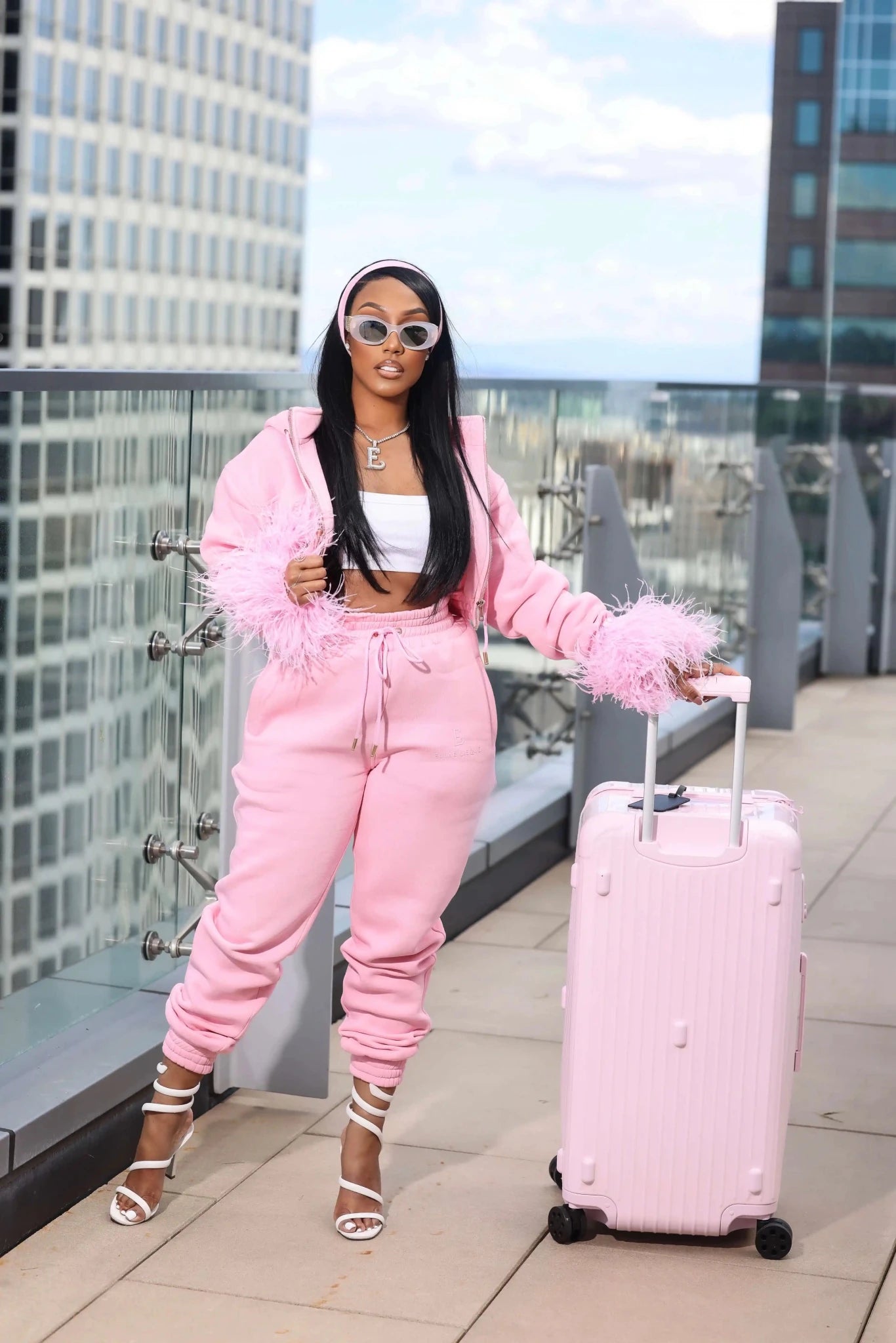 Nisha Pink Drawstring Sweatpants - Ellaé Lisqué