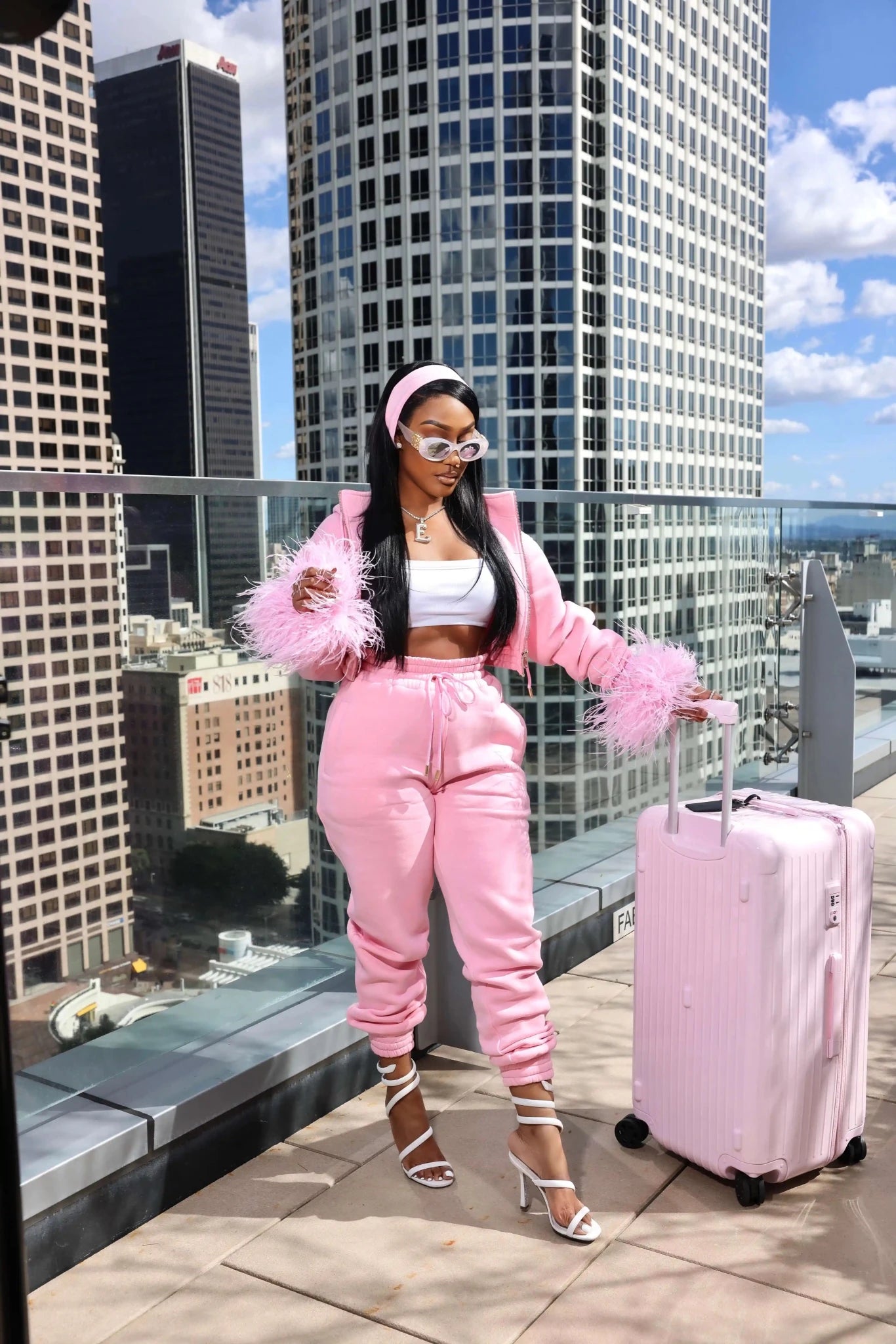 Nisha Pink Drawstring Sweatpants - Ellaé Lisqué