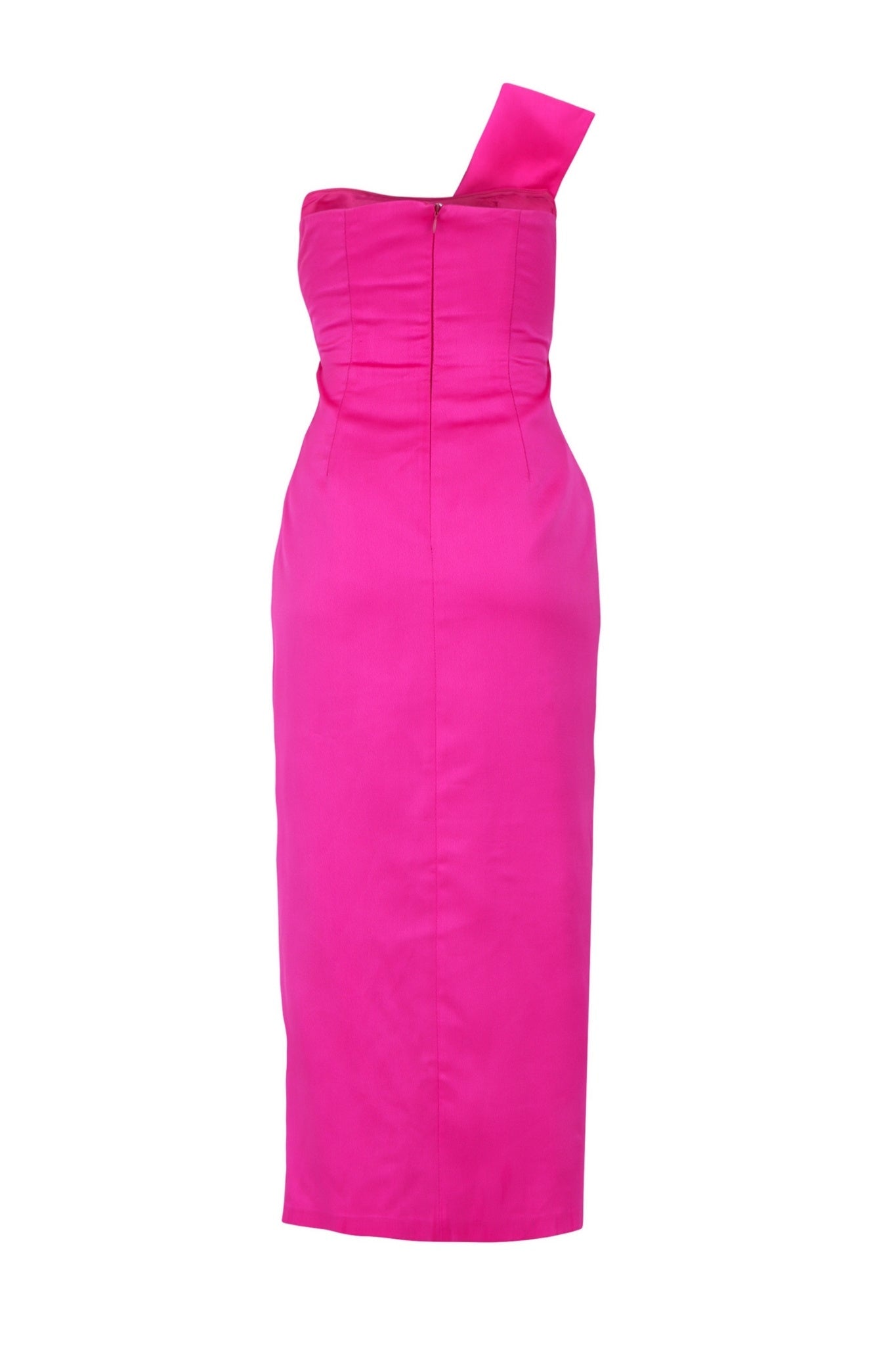 Occasion Ready Satin Strapless Dress Fuchsia