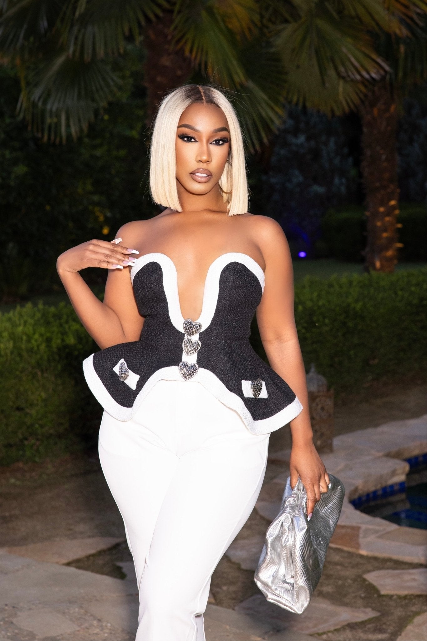 Power Play Black and White Corset Top Clothing Ellaé Lisqué