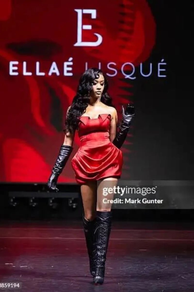 Reina Red Puff Hem Dress Clothing Ellaé Lisqué