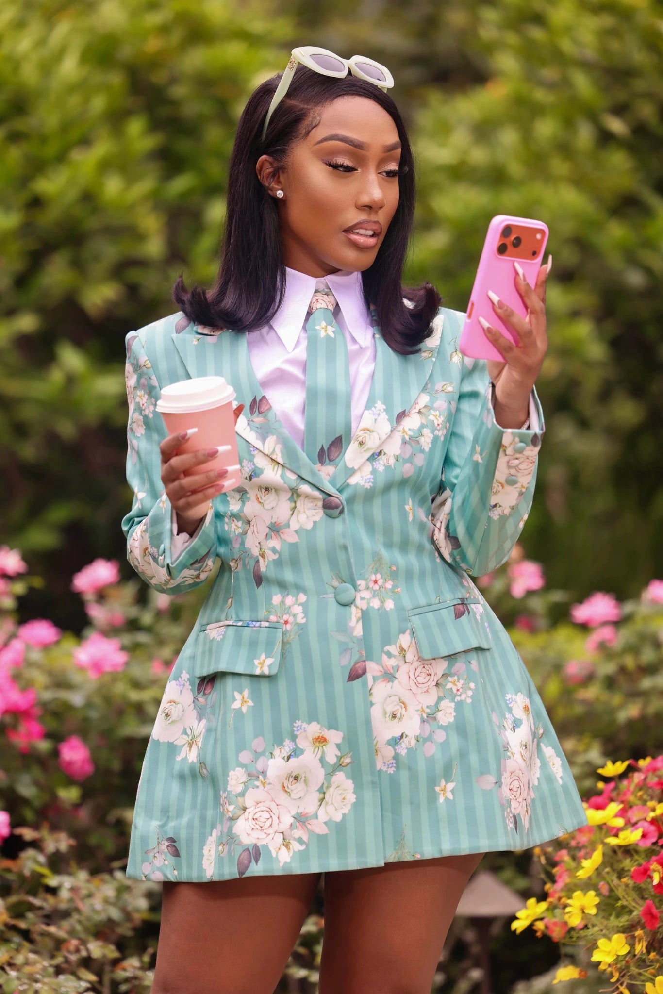 Rhea Sage Green Floral Blazer Dress Ellaé Lisqué