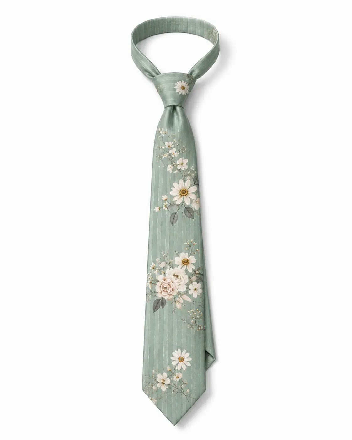 Rhea Sage Green Floral Tie Apparel & Accessories Ellaé Lisqué