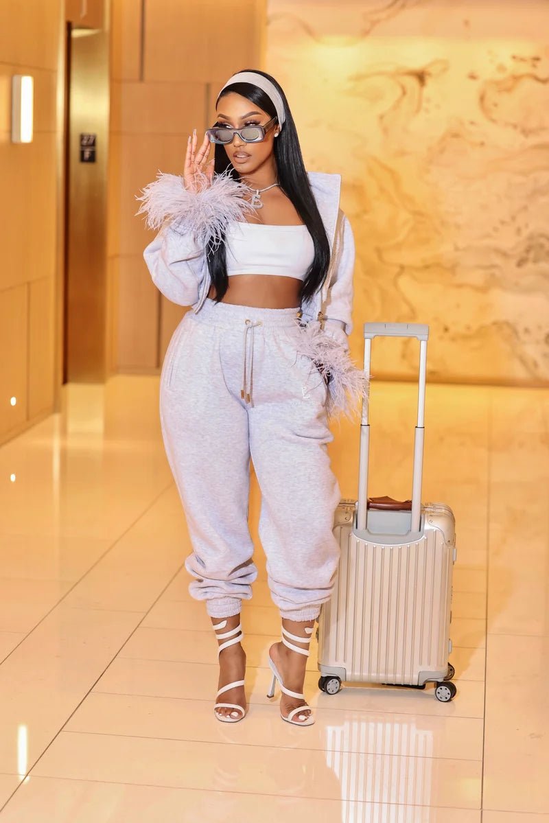 Sabrina Gray Cropped Hoodie Jacket - Ellaé Lisqué