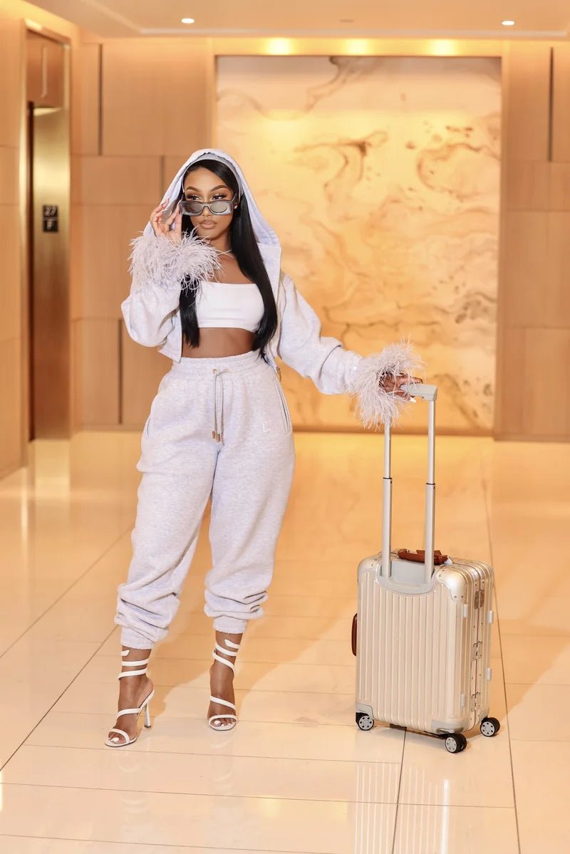 Sabrina Gray Cropped Hoodie Jacket - Ellaé Lisqué