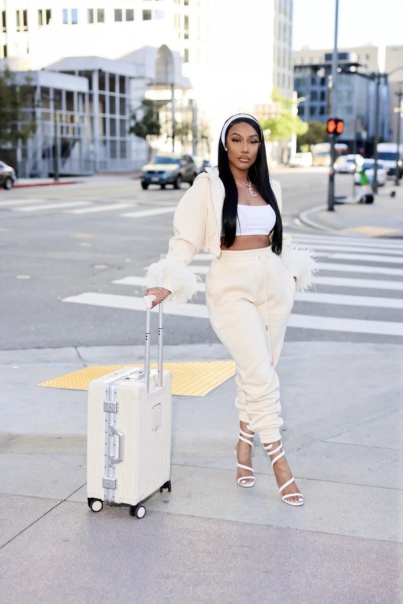 Sabrina Nude Cropped Hoodie Jacket - Ellaé Lisqué