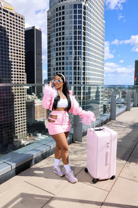 Sabrina Pink Cropped Hoodie Jacket - Ellaé Lisqué