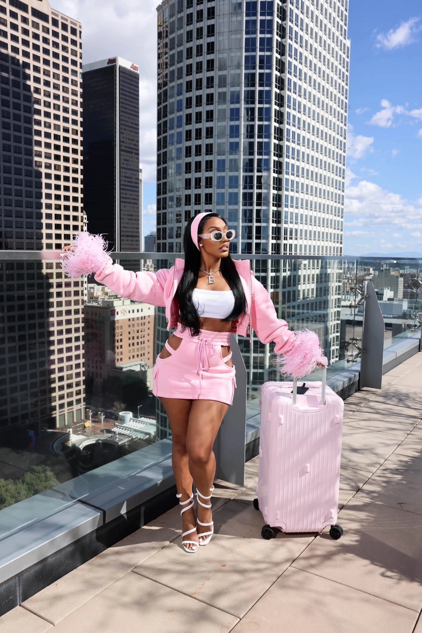 Sabrina Pink Cropped Hoodie Jacket - Ellaé Lisqué