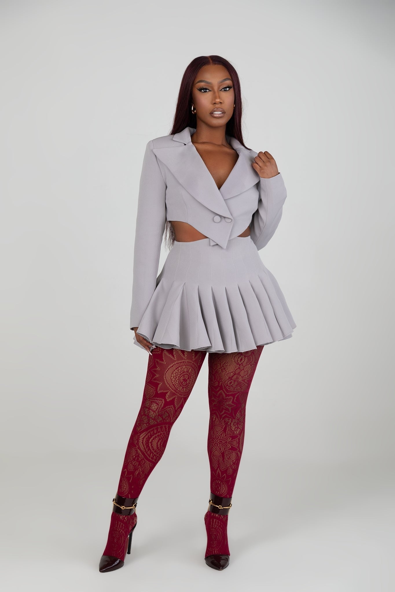 Serena Gray Pleated Skirt Clothing Ellaé Lisqué