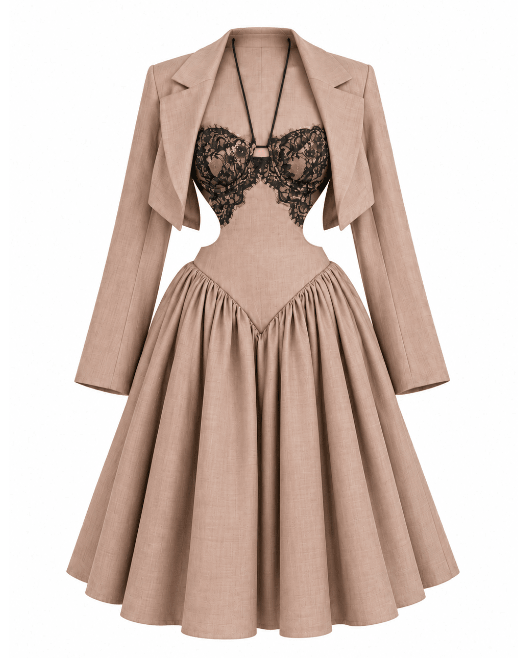 Sheena Brown Lace Puff Dress - Ellaé Lisqué