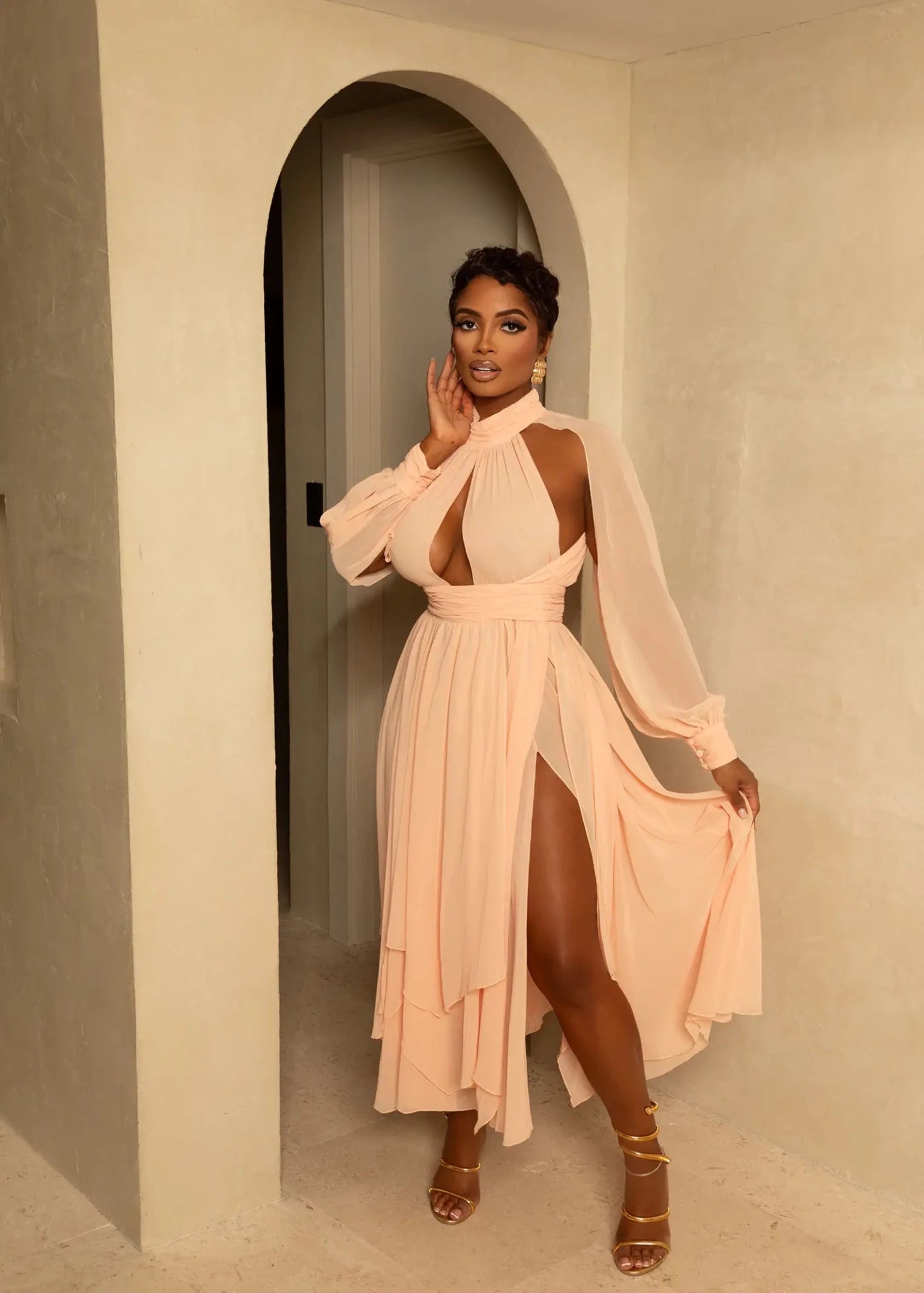 Blush Elegant Dress - She's So Elegant, Extra Small Ellae Lisque - Elegant Dress for Date Nights & Birthdays