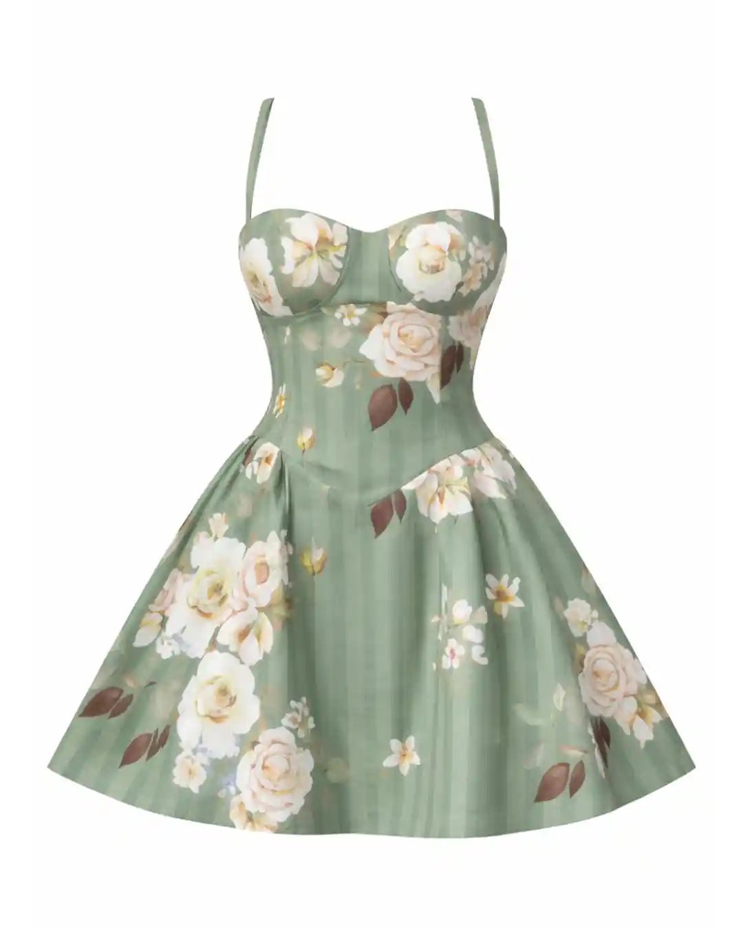Sophie Sage Green Floral Mini Dress - Ellaé Lisqué