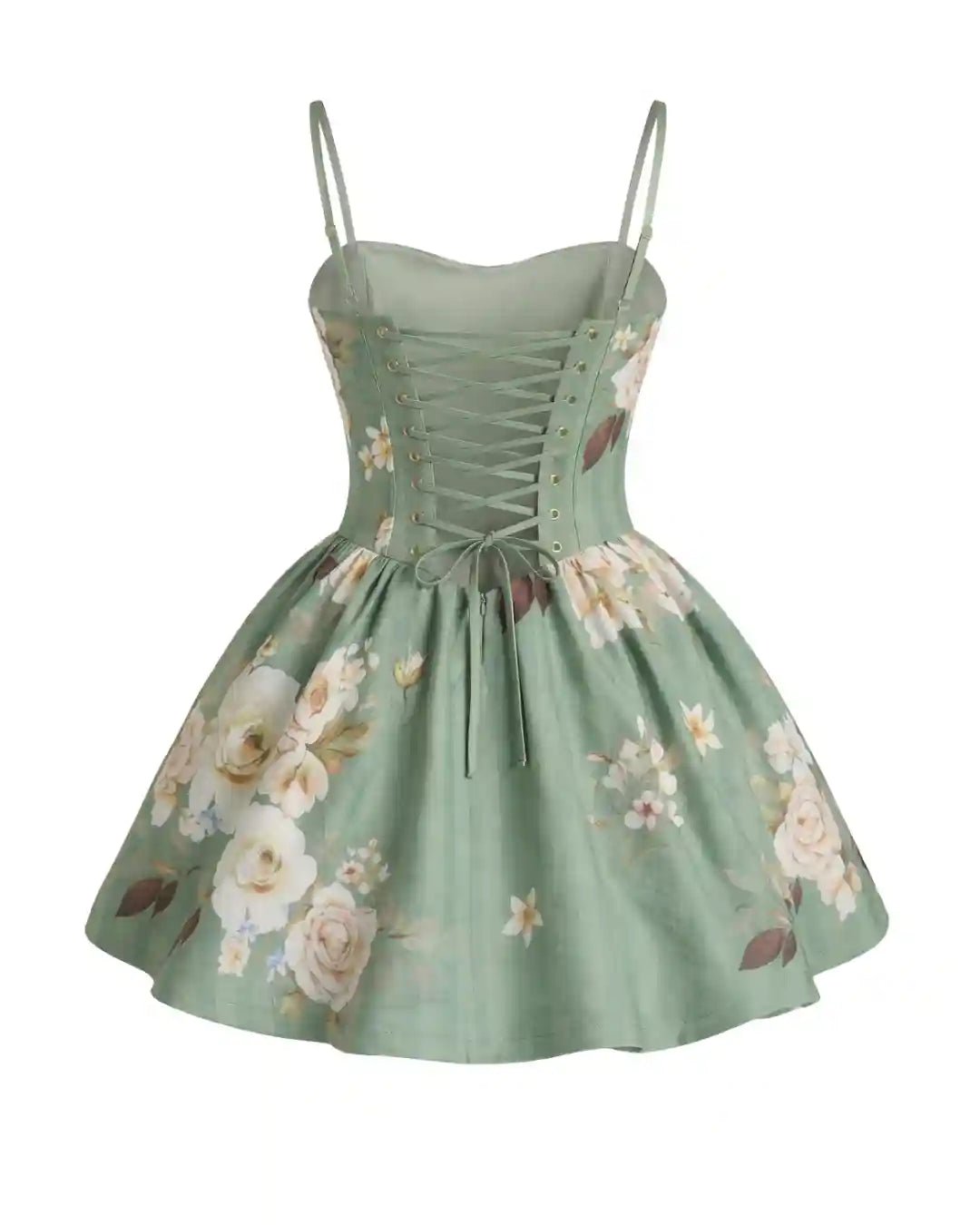 Sophie Sage Green Floral Mini Dress - Ellaé Lisqué