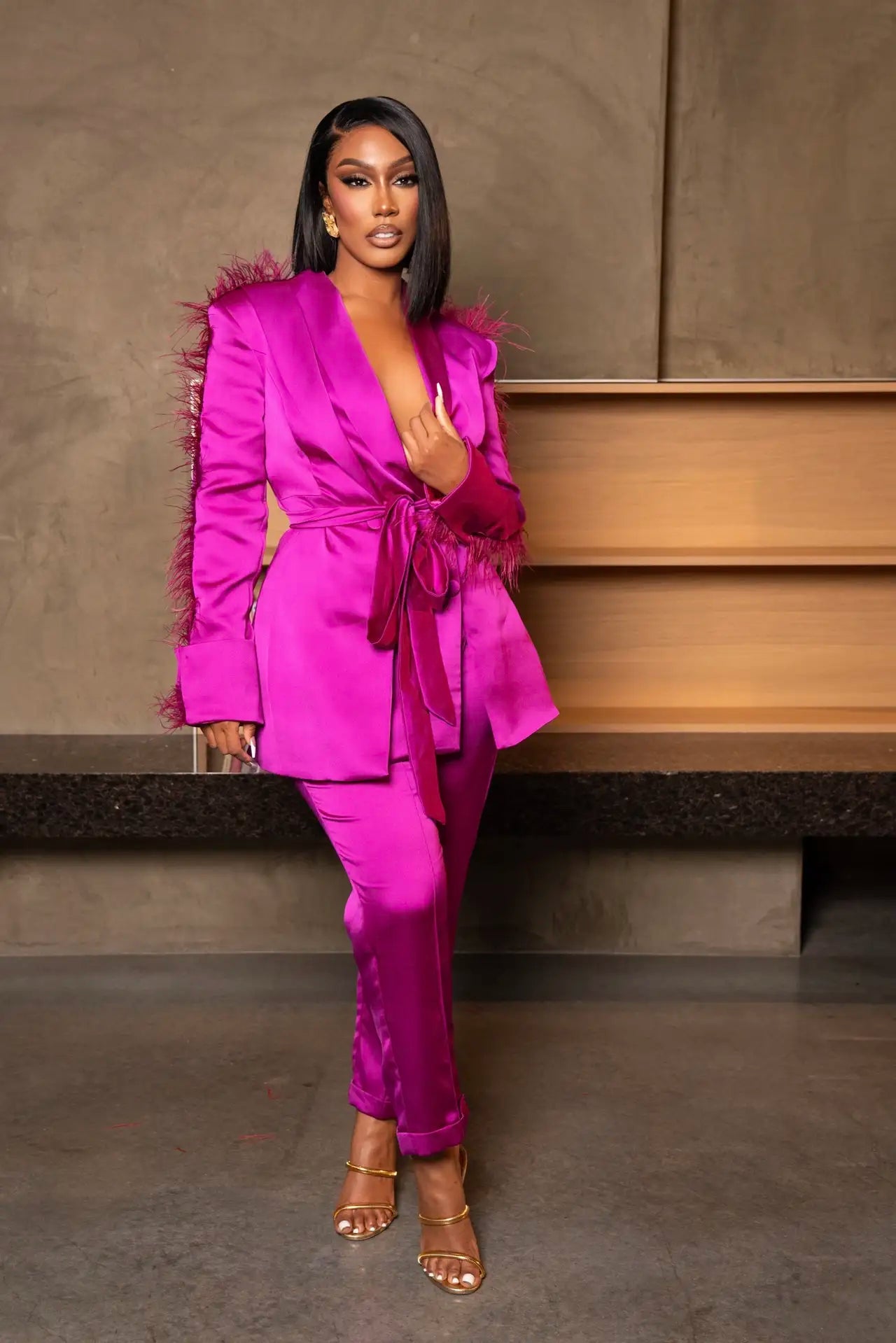 Success Stride Magenta Blazer Dress Clothing Ellaé Lisqué