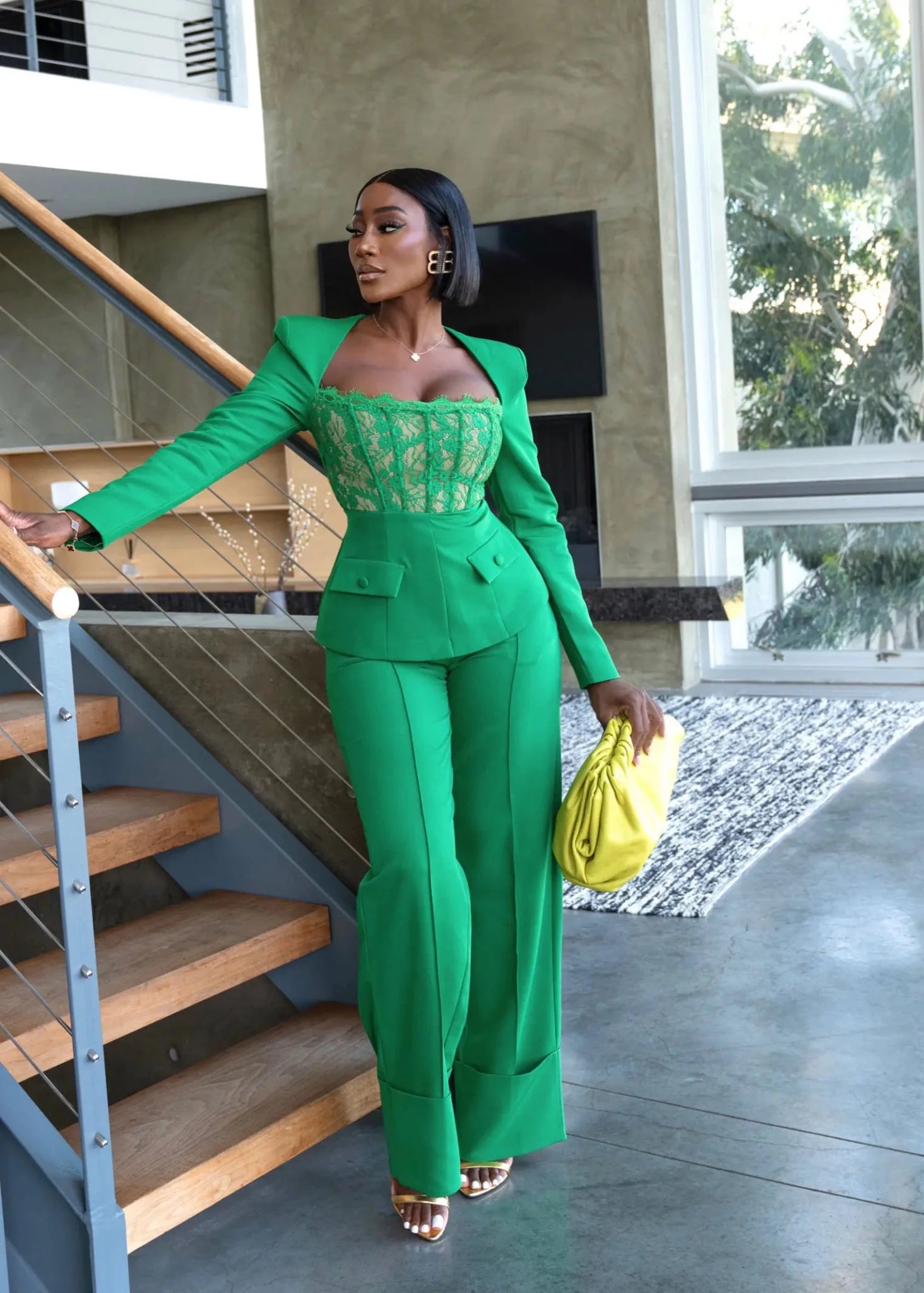 Suit Yourself Green Lace Corset Set Clothing Ellaé Lisqué