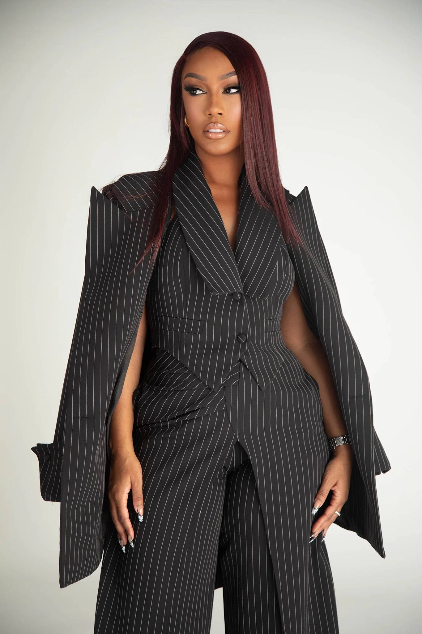 Timeless Moment Black Pinstripe Blazer Clothing Ellaé Lisqué