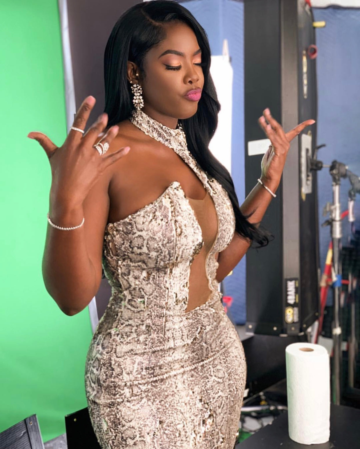 Snake Royale Snake Print Sequin Dress Clothing Ellaé Lisqué