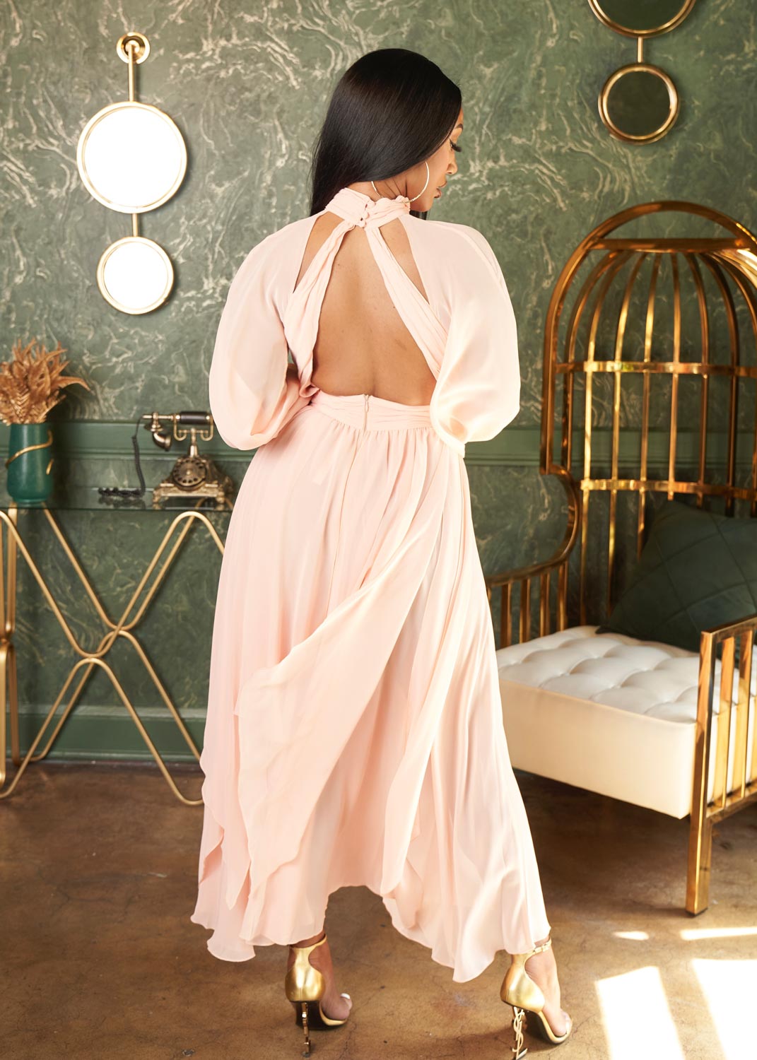 She's So Elegant Blush Pink Chiffon Maxi Dress Clothing Ellaé Lisqué