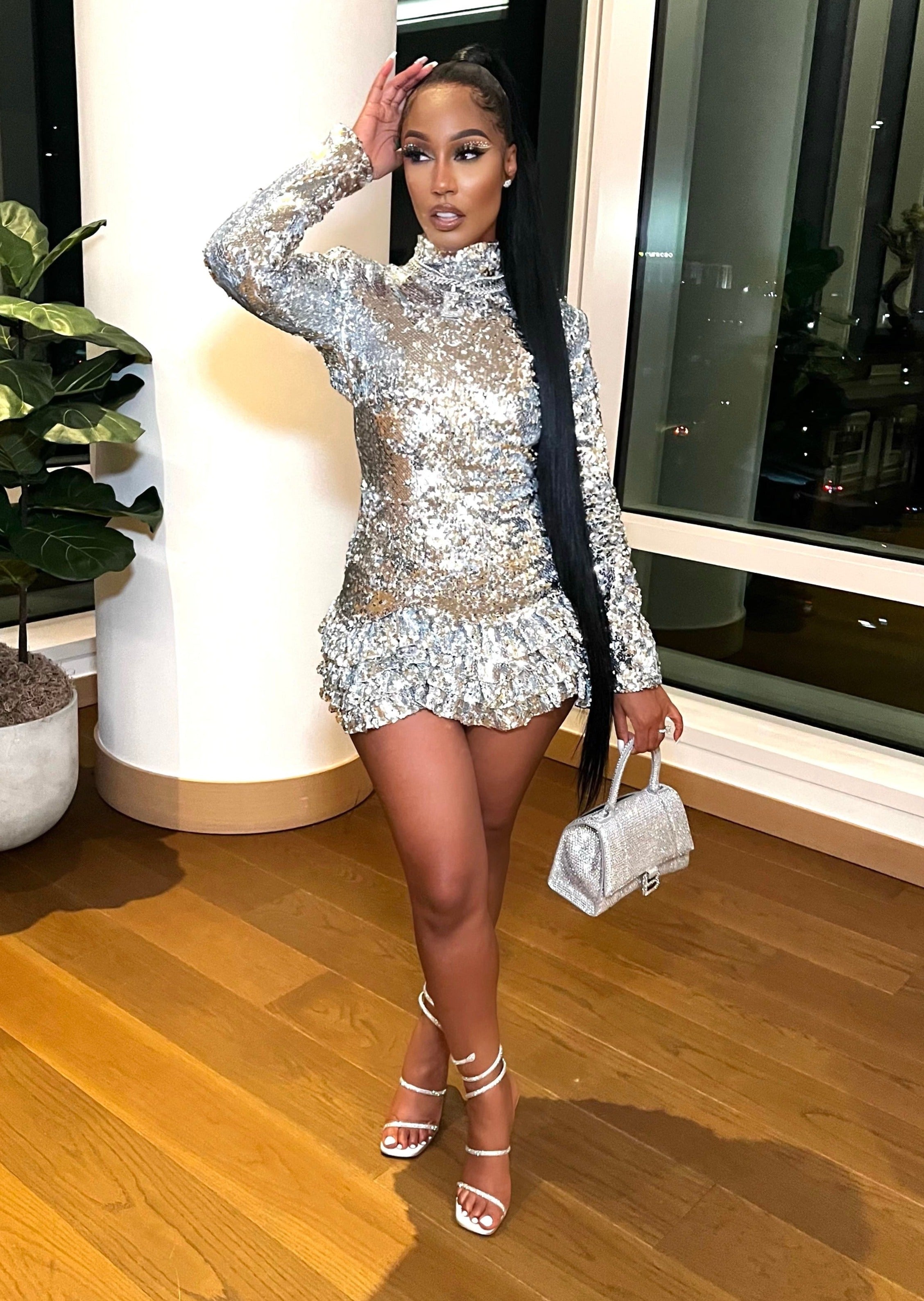 Life of the Party Silver Sequin Dress Clothing Ellaé Lisqué