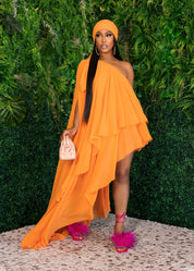 Glam Vacay Orange Chiffon Maxi Dress Clothing Ellaé Lisqué