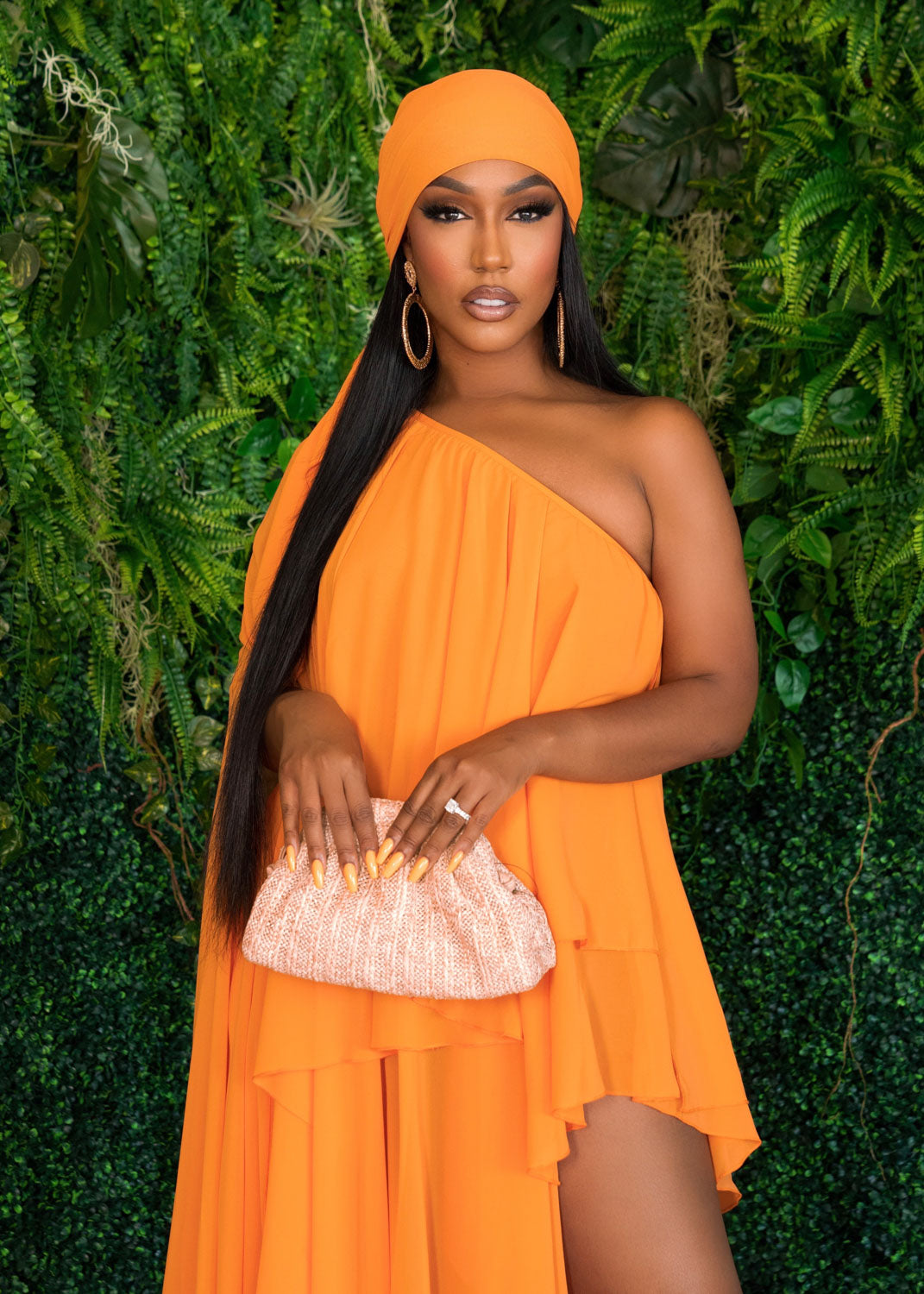 Glam Vacay Orange Chiffon Maxi Dress Clothing Ellaé Lisqué