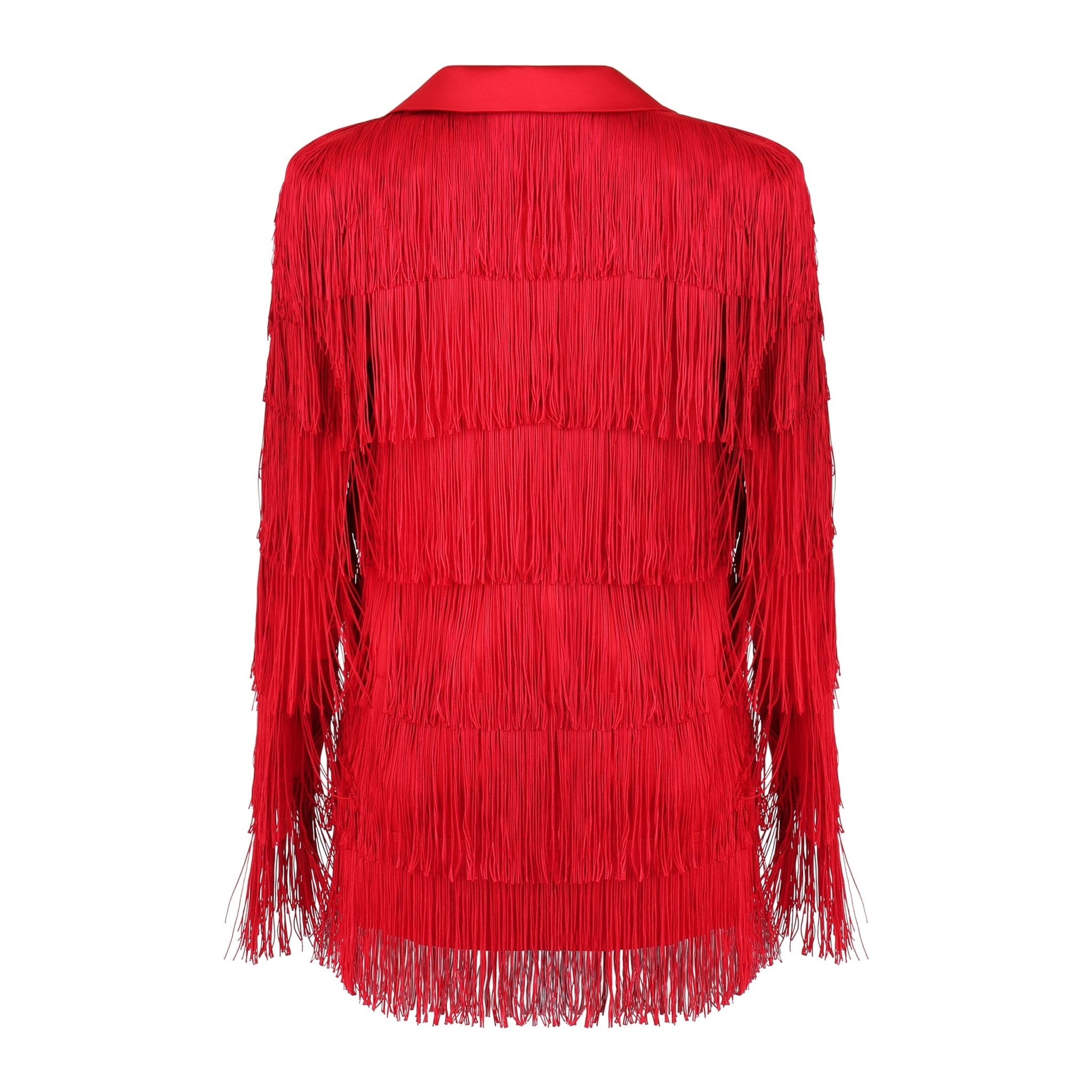 De La Fringe Red Blazer Dress Clothing Ellaé Lisqué