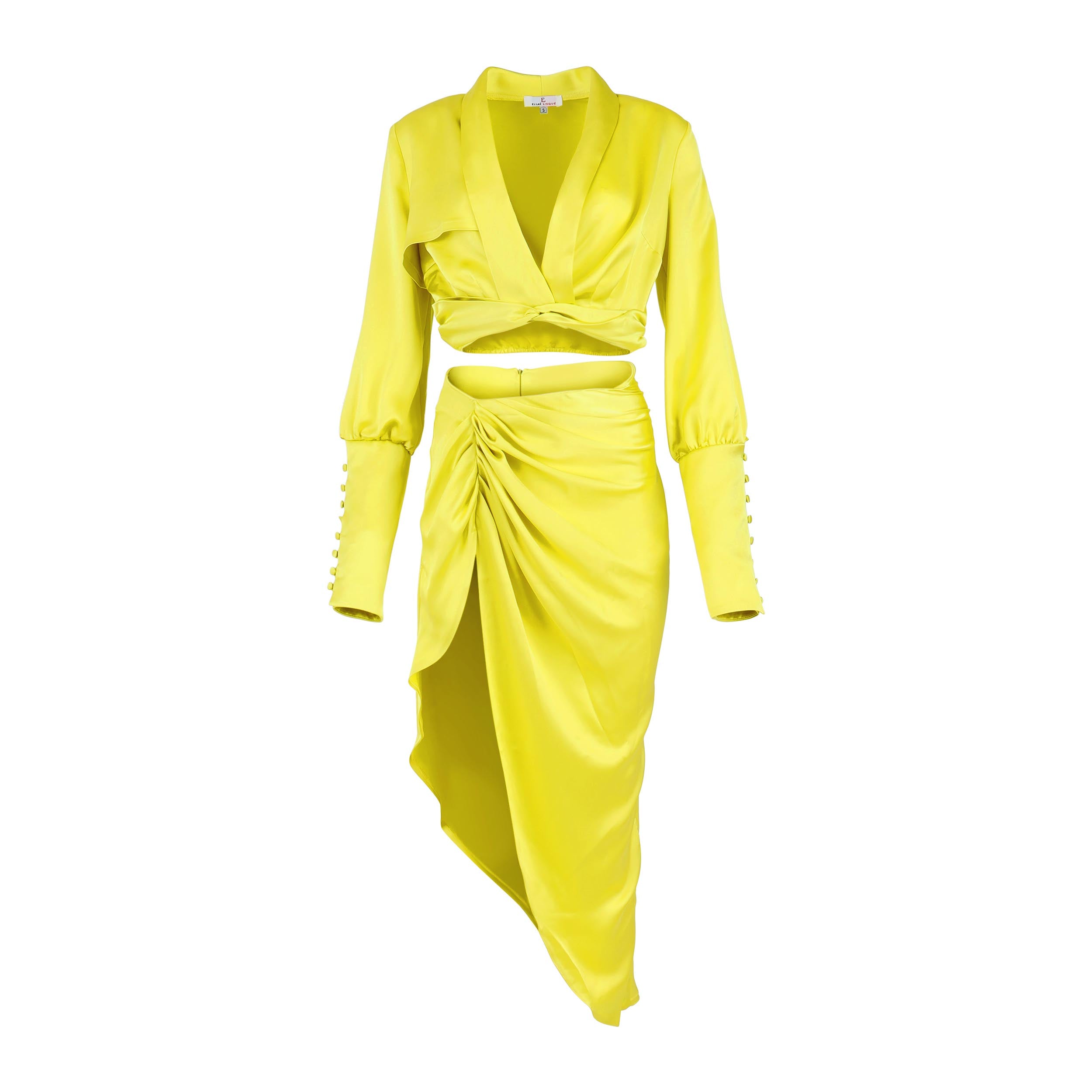 Keep it Cute Lime Satin Two Piece Clothing Ellaé Lisqué