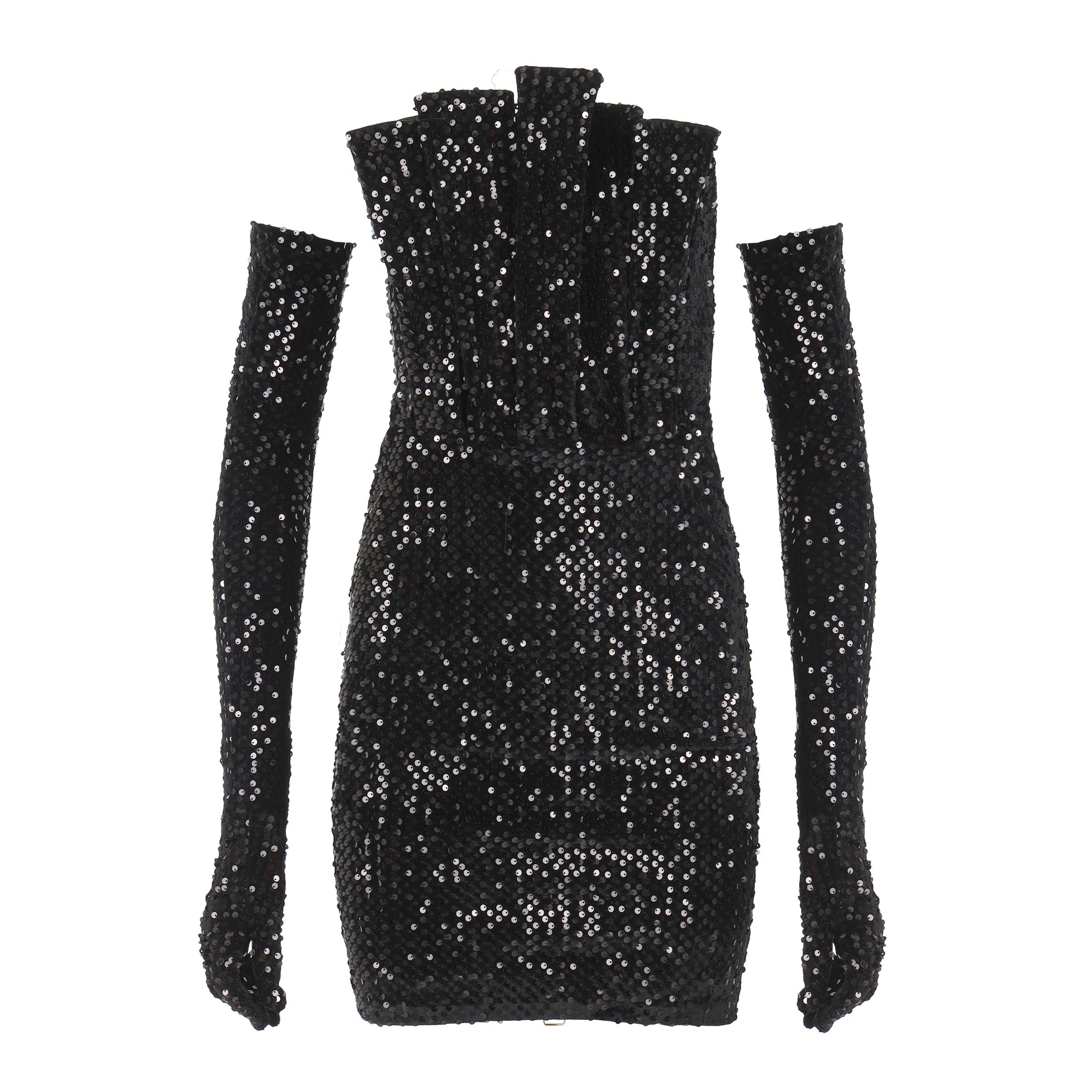 Hourglass Sequins Dress Black