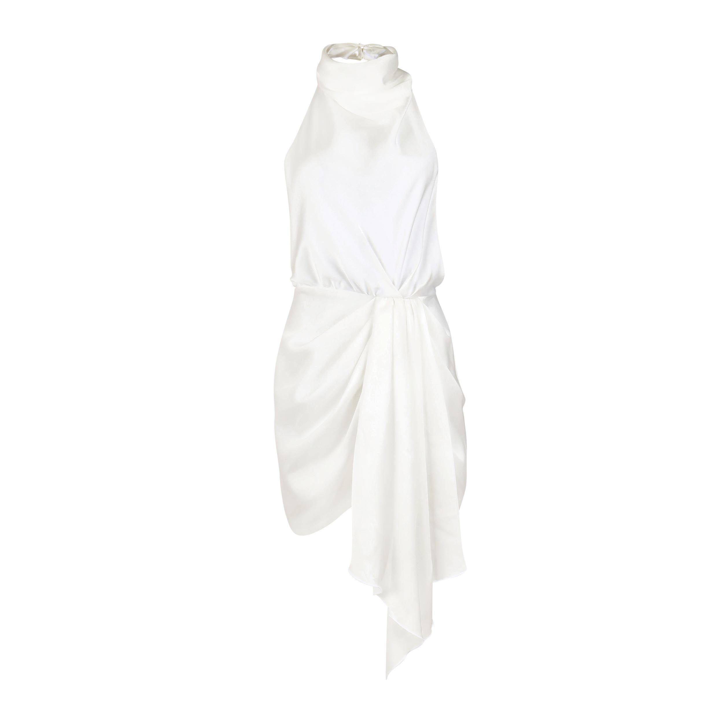 Drape Me Baby White Satin Dress Clothing Ellaé Lisqué