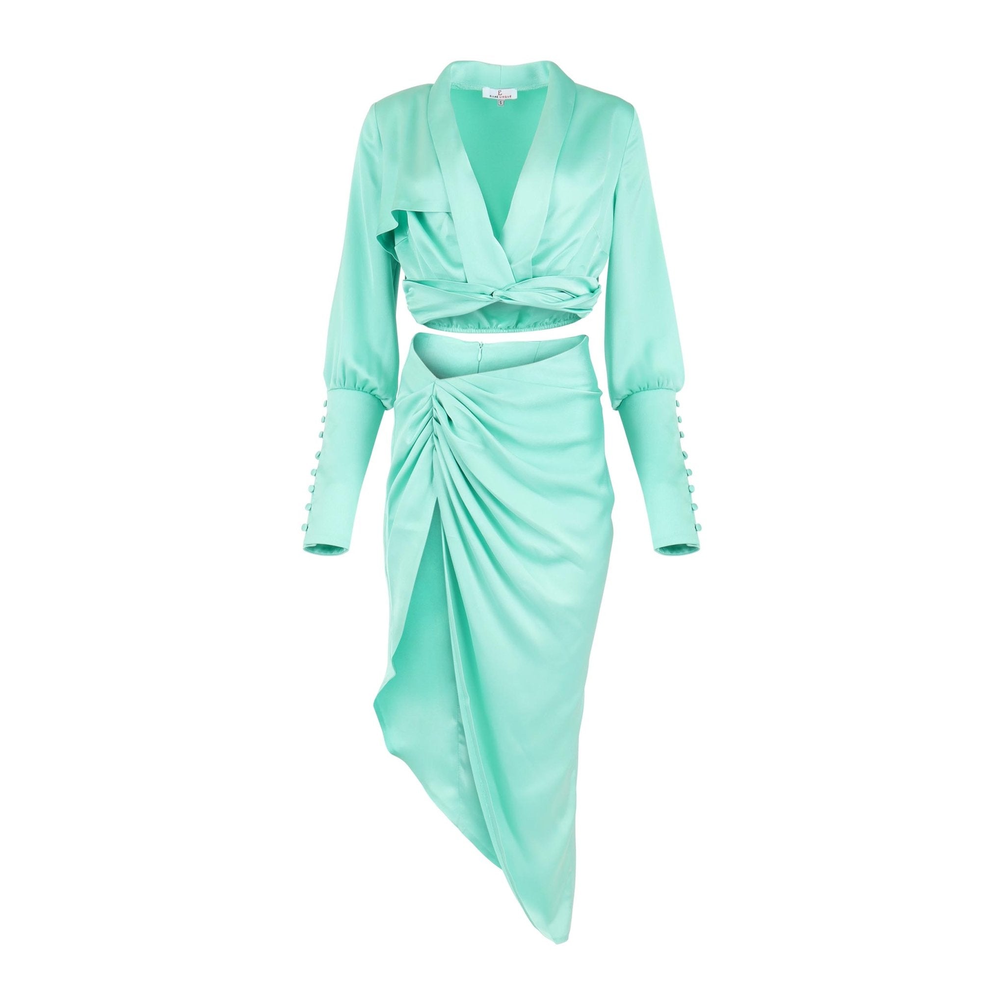 Keep it Cute Mint Satin Two Piece Clothing Ellaé Lisqué