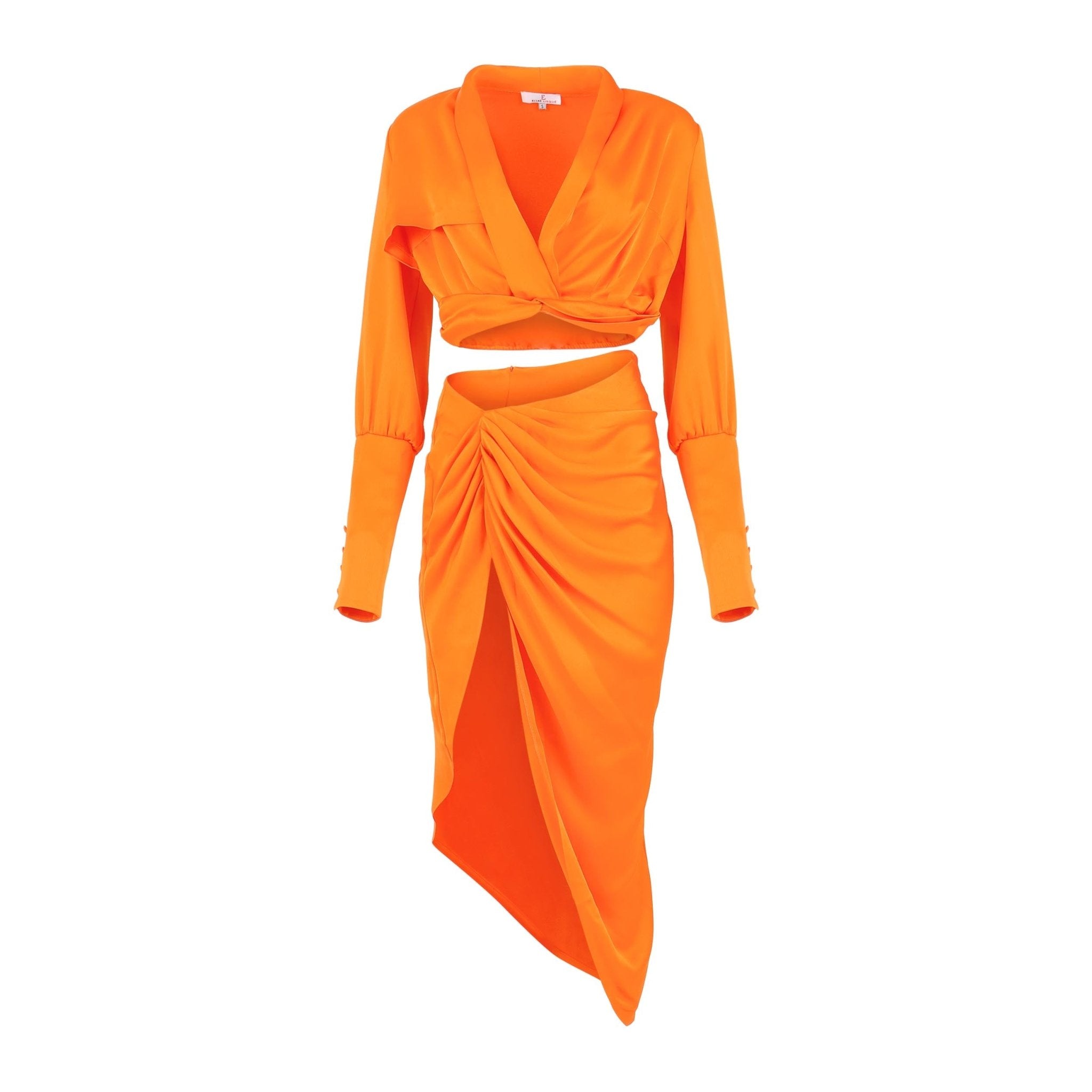 Keep it Cute Orange Satin Two Piece Clothing Ellaé Lisqué