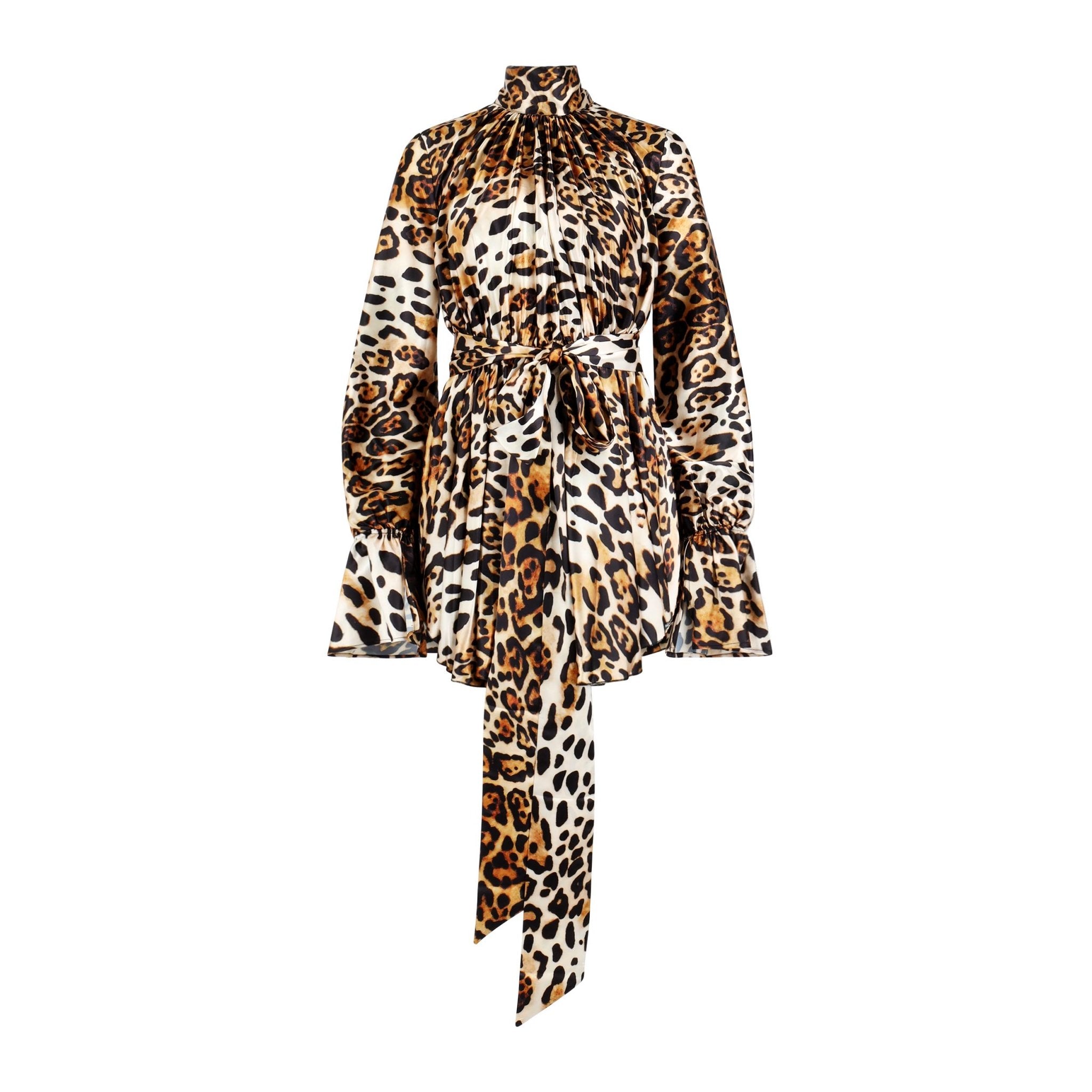 Sexy Sasha Leopard Print Satin Dress Clothing Ellaé Lisqué