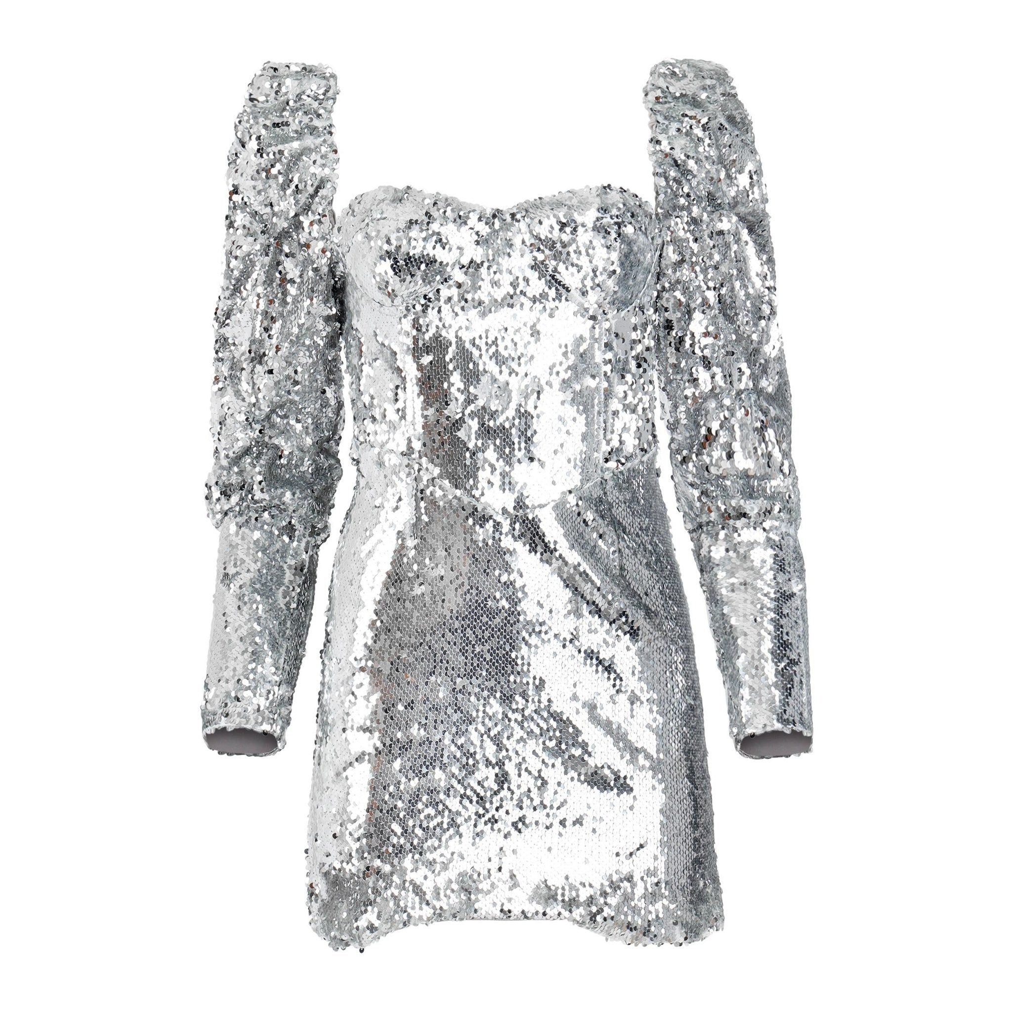 Shine Bright Silver Sequin Dress Clothing Ellaé Lisqué