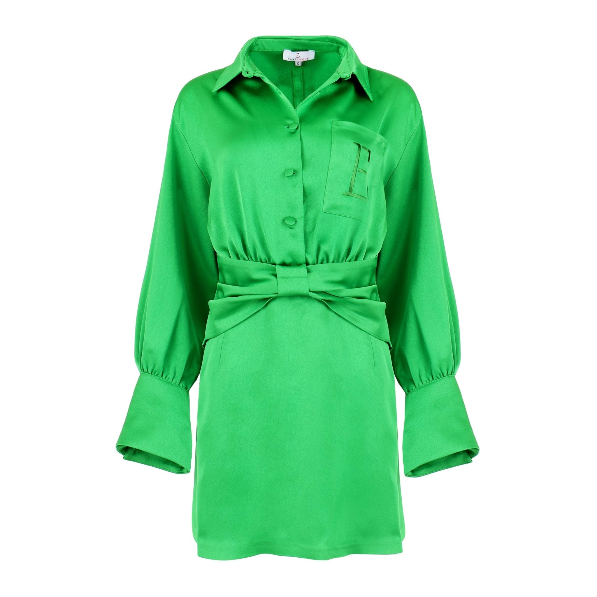 Slay All Day Satin Dress | Green | M | Ellae Lisque - Flirty Satin Dress for Brunch & Beyond | Affordable Luxury Dress Slay All Day Satin Dress | Green | M | Ellae Lisque - Flirty Satin Dress for Brunch & Beyond | Affordable Luxury Dress